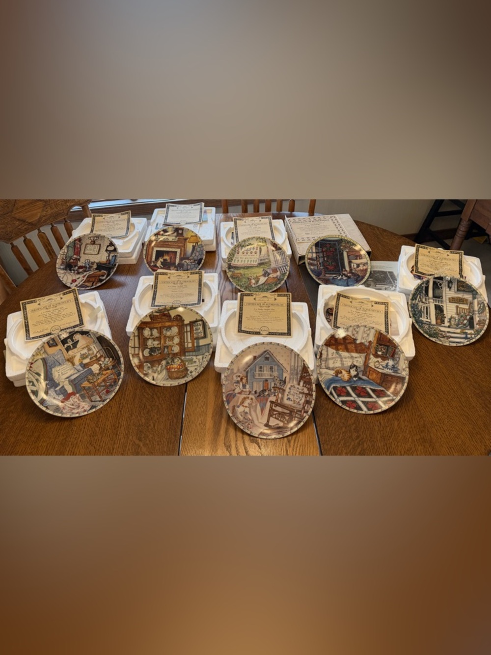 Collectible Porcelain Plates Set of 9 “Comforts of Home” Series